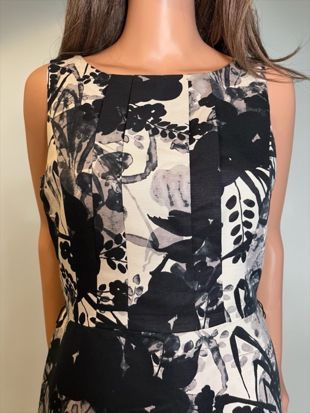 Ann Taylor Petite 8P Black White Floral Sheath Dress Cotton Silk - Picture 7 of 10